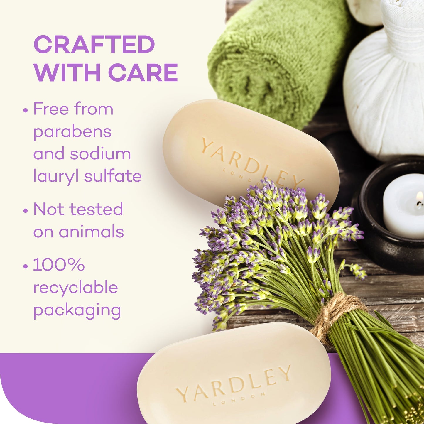(Pack of 3) English Lavender Nourishing Bath Bar, 4.0 Oz Bar