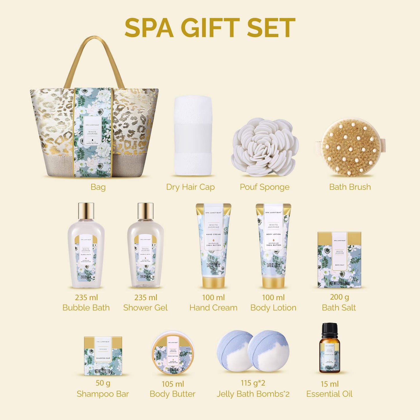 Spa Gift Baskets for Women - Gift Set for Women,15Pcs Luxury Relaxing Spa Kit with Bath Bombs,Birthday Gifts for Women,Valentines Day Spa Gifts for Women