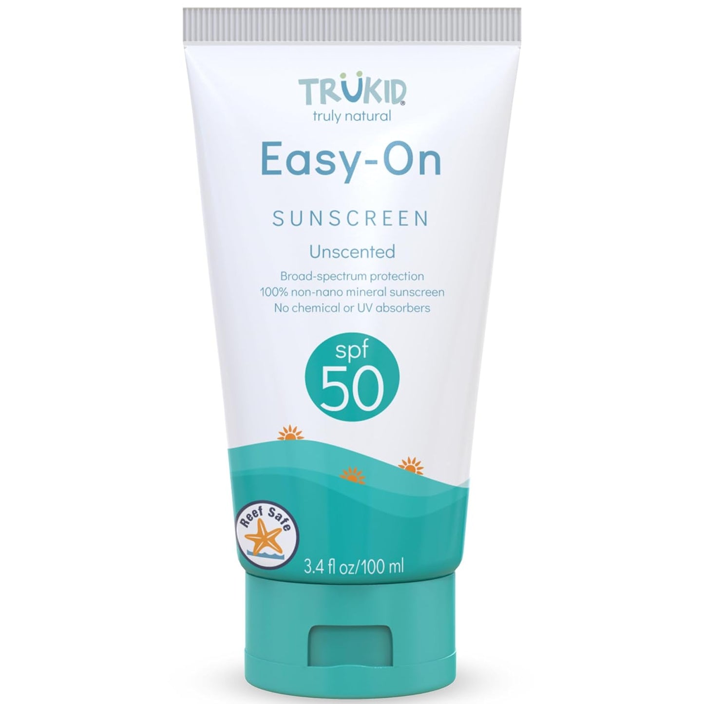 Easy on Mineral Sunscreen SPF 50 - Kids & Baby Sunscreen for Face & Body, Sunblock Protection for Sensitive Skin, Unscented, 3.4Oz