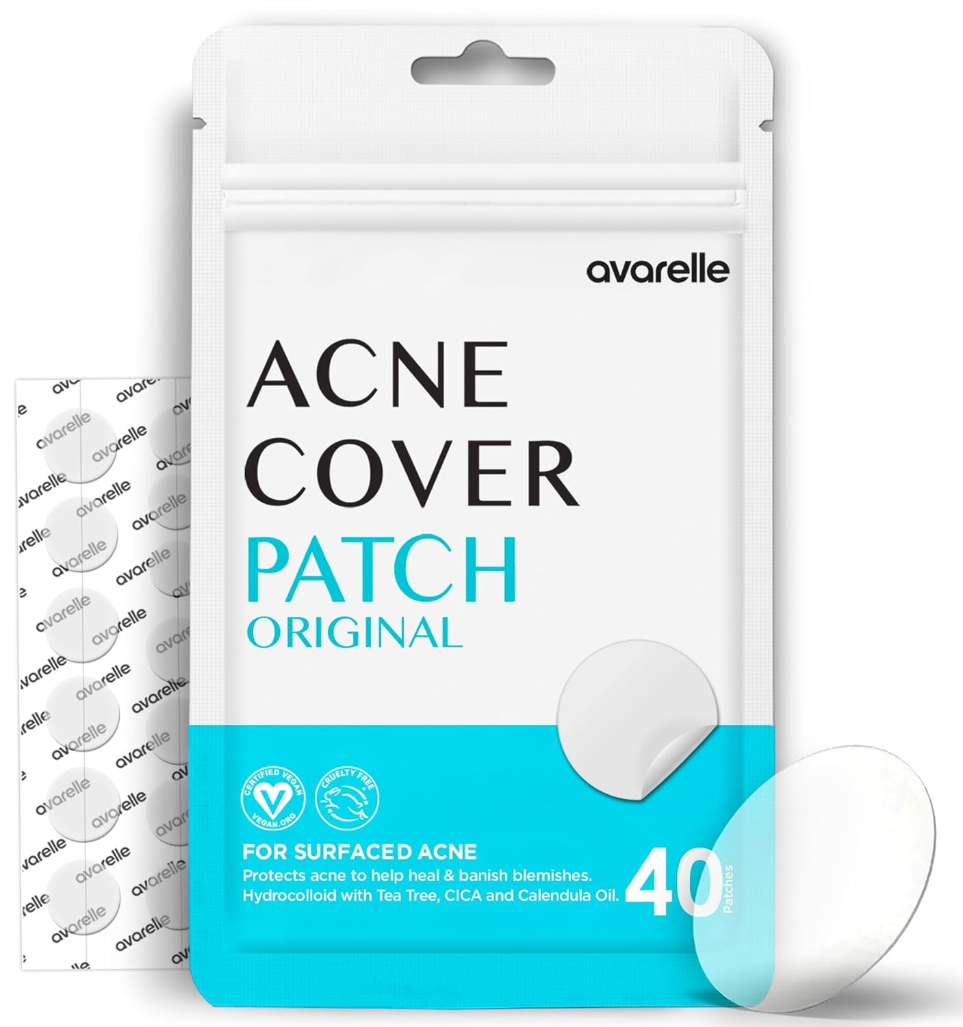 Acne Cover Patches, FSA HSA Eligible Hydrocolloid Pimple Patches for Face with Tea Tree Oil, Korean Skincare Zit Patches for Face | FSA HSA Store Eligible Items | Vegan, Cruelty-Free