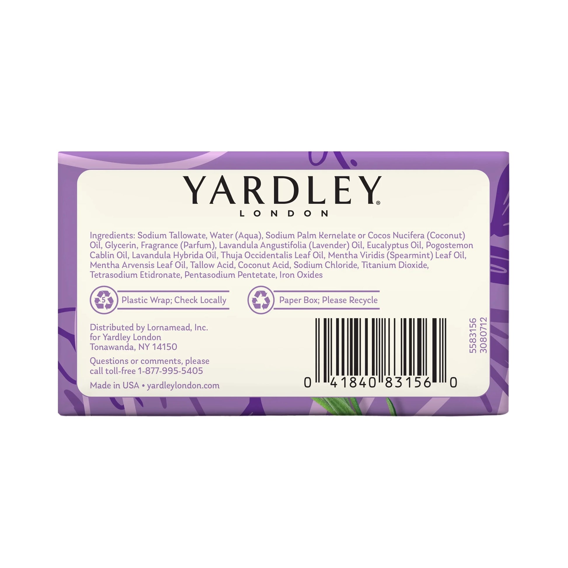 (Pack of 3)  English Lavender Nourishing Bath Bar, 4.0 Oz Bar