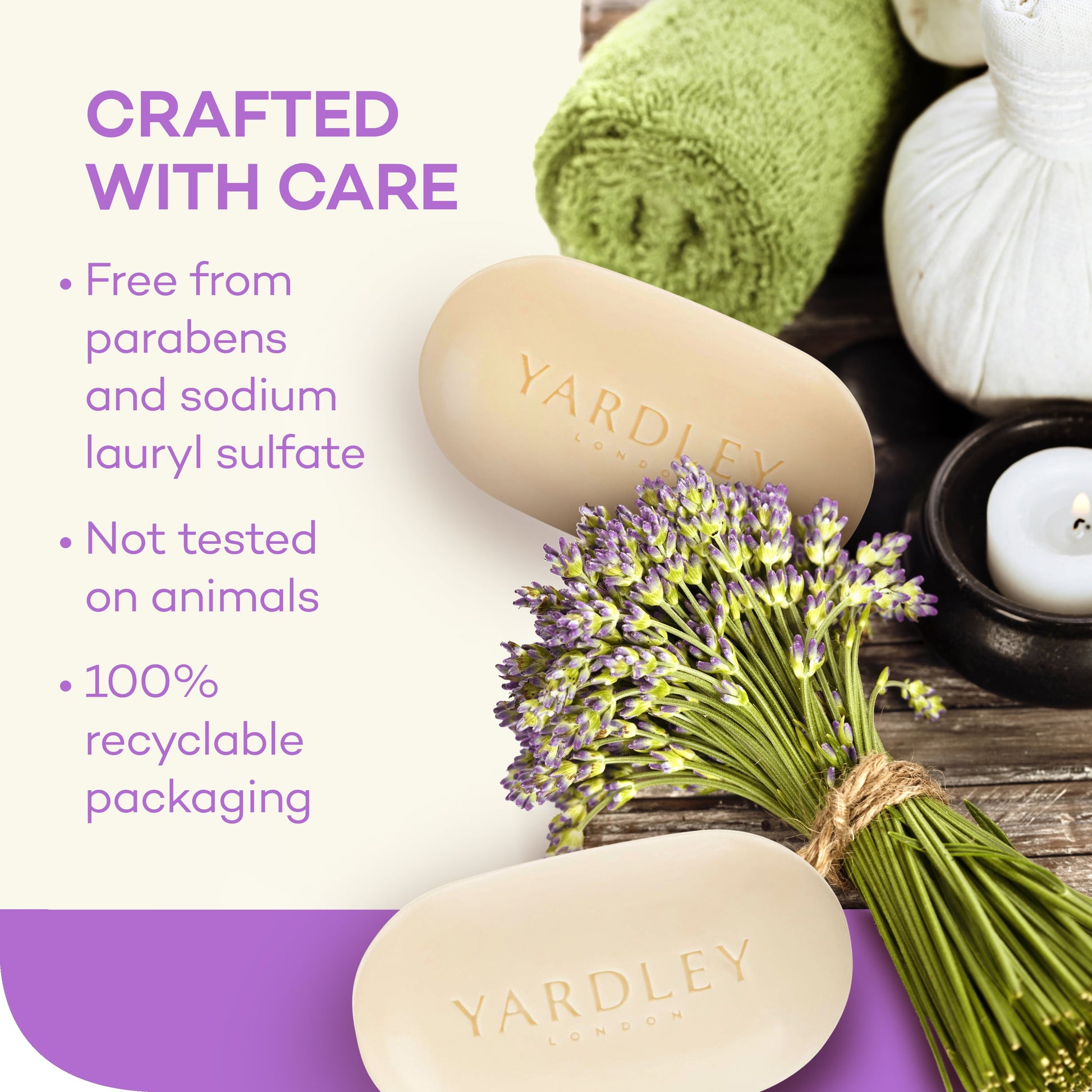 (Pack of 3)  English Lavender Nourishing Bath Bar, 4.0 Oz Bar