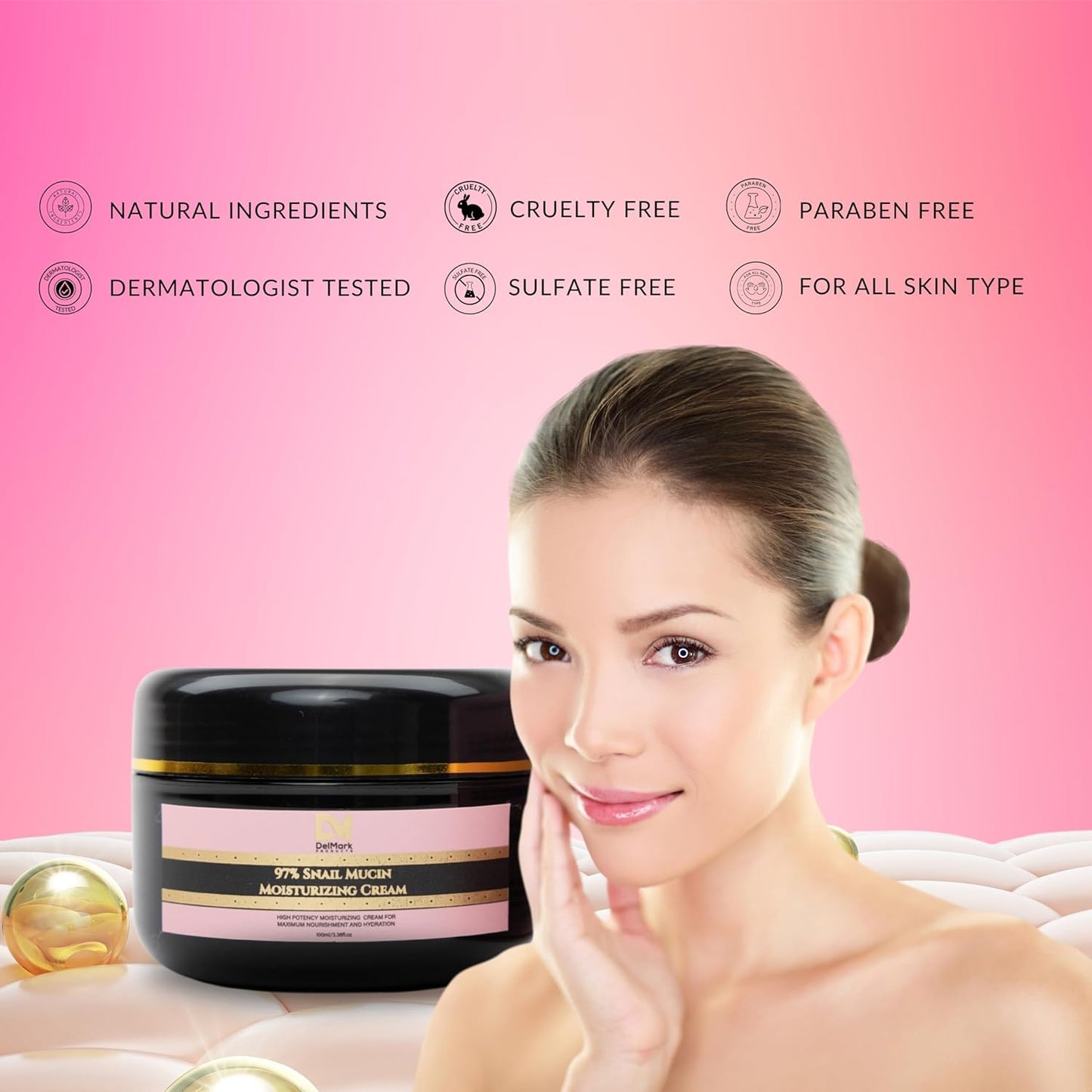 Snail Mucin 97% Daily Face Moisturizer Cream, High Potency Moisturizing Cream for Maximum Nourishment & Hydration - Korean Skincare