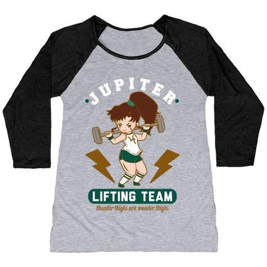 JUPITER LIFTING TEAM THUNDER THIGHS ARE WONDER THIGHS WOMEN'S TRI-BLEND BASEBALL TEE