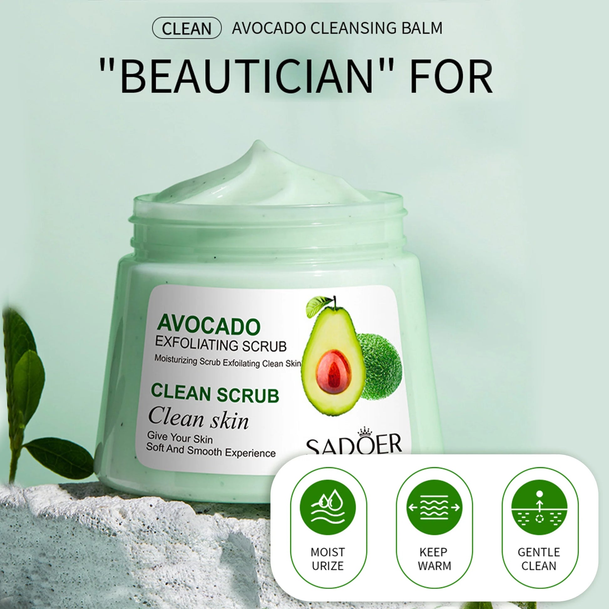 Body Exfoliator Scrub,Personal Skin Care Avocado-Body Scrub Facial Scrub for Exfoliating Moisturizing&Cleansing 250Ml