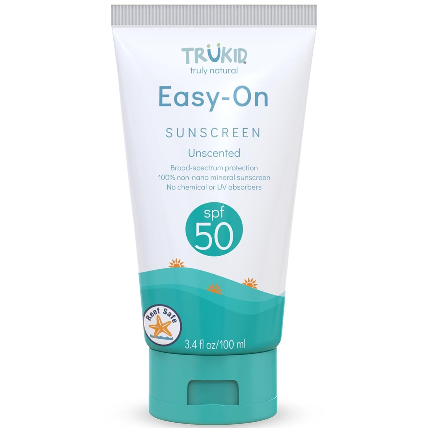 Easy on Mineral Sunscreen SPF 50 - Kids & Baby Sunscreen for Face & Body, Sunblock Protection for Sensitive Skin, Unscented, 3.4Oz